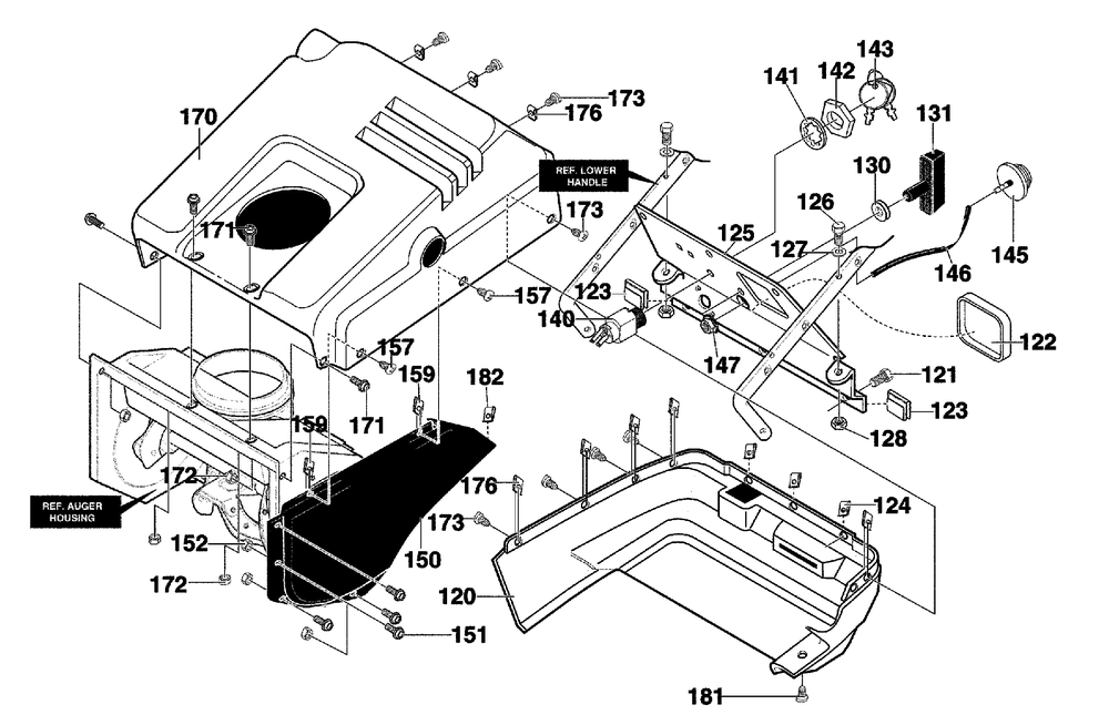 Top Cover Assembly Diagram and Parts List for 621451X85C 2001 Briggs and Stratton Snow Blower